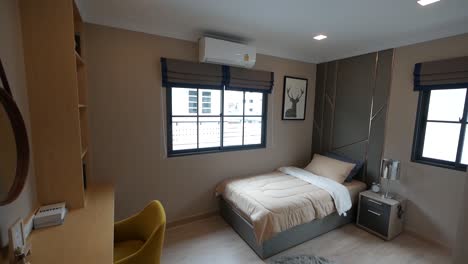 Yellow,-Navy,-Gray-Color-Scheme-Stylish-Bedroom-Decoration-Idea