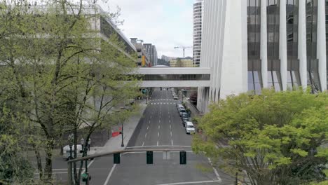 Historic-aerial-footage-of-the-Wells-Fargo-Center-with-empty-streets-due-to-COVID-19