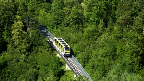 Hungerburgbahn-a-Famous-Railway-between-Forest-in-Innsbruck,-Austria