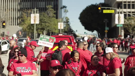 Teachers-Gather-to-Protest-in-the-Street,-Slow-Motion