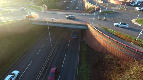 Aerial-view-of-the-A50,-Uttoxeter-road-in-Stoke-On-Trent-a-busy-main-dual-carriage-way-in-the-city