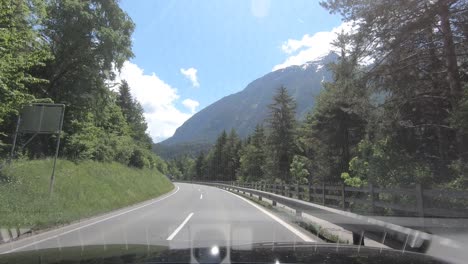 Driving-a-car-on-Mountain-roads-in-Tirol,-Austria