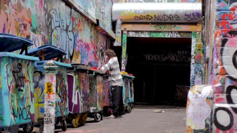 Graffiti-En-La-Pared,-Obra-De-Arte-Con-Aerosol-Callejero-En-Hosier-Lane-Melbourne-Cbd