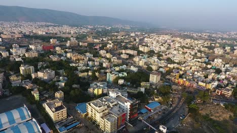 Cityscape-of-Chikmagalur-at-golden-hour,-India