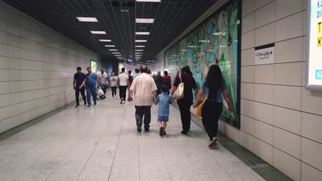 Hyperlapse-Video:Unidentfied-people-walk-in-Marmaray-metro-to-Sirkeci-Station-in-Istanbul,Turkey