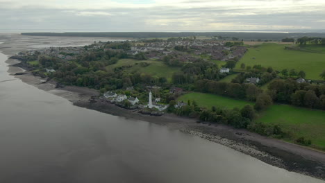 An-aerial-view-of-the-Tayport-West-Lighthouse-on-a-cloudy-day