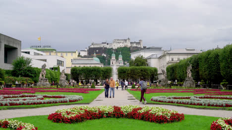 Salzburg-Austria,-circa-:-tourist-at-mirabell-garden-in-Salzburg-City,-Austria