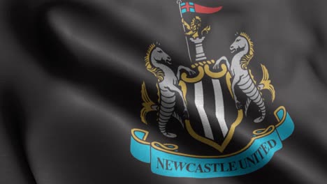 Bucle-Animado-De-Primer-Plano-De-4k-De-Una-Bandera-Ondeante-Del-Equipo-De-Newcastle-De-Fútbol-De-La-Liga-Premier-En-El-Reino-Unido