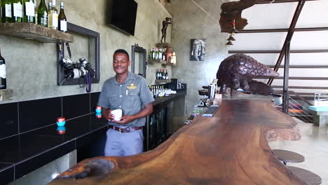 Elegante-Y-Moderna-Decoración-De-Bar-En-El-Pangolin-Chobe-Hotel,-Botswana