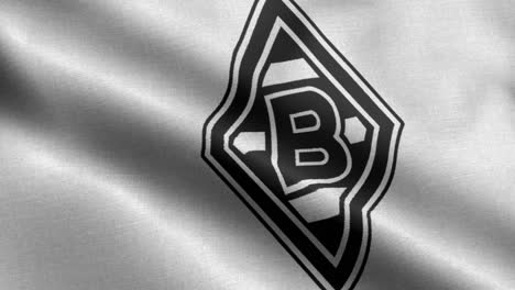 White-4k-closeup-animated-loop-of-a-waving-flag-of-the-Bundesliga-soccer-team-Borussia-Monchngladbach