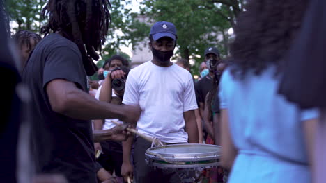 4K-Drum-circle-in-a-black-lives-matter-protest-in-New-York-peaceful-protest