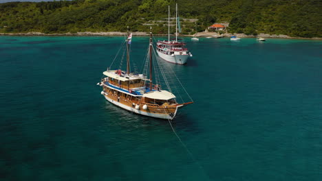 Travel-Talk,-tour-company-sailing-holidays-in-Adriatic-Sea-Croatia,-aerial-view
