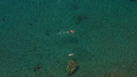 Carefree-surface-swimming-at-coral-reef-depths-of-Eilat-princess-beach-aerial