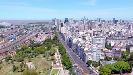 City-Landscape-of-Beautiful-Buenos-Aires,-Argentina---Aerial-Drone-Cityscape