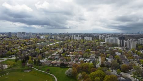 Aerial-view-of-a-Toronto-neighborhood-in-spring-time