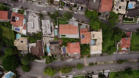 Aerial-view-over-a-wealthy-district-in-Sao-Paulo,-Brazil---top-down,-drone-shot