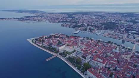 Zadar-coastal-city-at-Adriatic-Sea-in-Croatia-during-morning-blue-hour