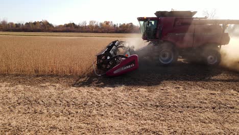 Case-8120-modern-harvesting-combine-on-soybean-field,-Michigan,-USA