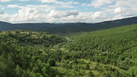 Aerial-Vast-Woodland,-view-of-cloudy-and-mountainous-areas-from-the-height,-nature-landscape-drone-view,-nature-landscape-drone-view