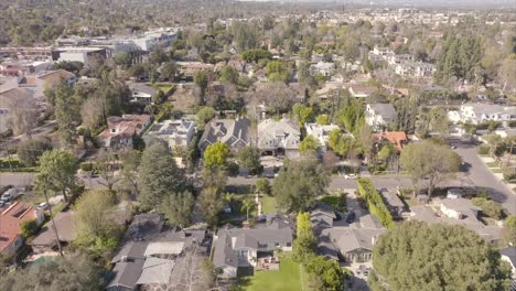 Million-dollar-Encino-Los-Angeles-expensive-property-aerial-view-over-scenic-affluent-residential-neighbourhood-suburb