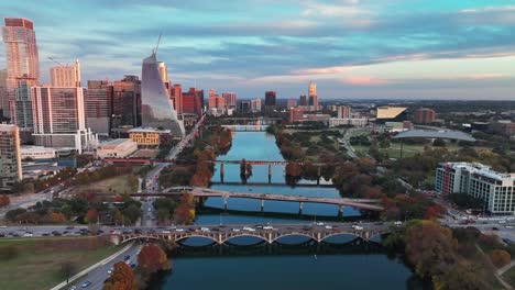 Aerial-Panoramic-View-Over-Modern-Urban-Landscape-Of-Downtown-Austin,-Texas,-USA