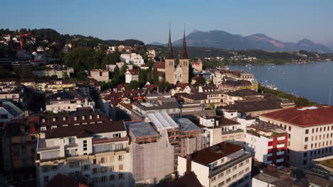 Aerial-flight-over-the-city-of-Lucern-in-Switzerland