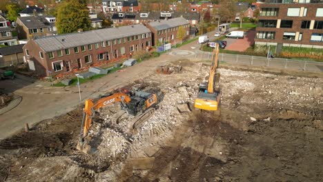 Tracked-Excavators-Working-And-Removing-Debris.---aerial