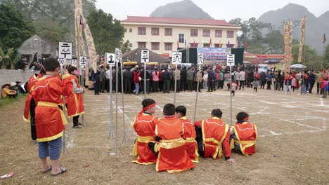 Children-are-taking-part-in-the-cultural-activities-in-the-Long-Tong-festival,-held-in-Bac-Son-town,-Lang-Son-province,-Vietnam