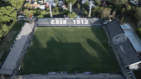 Aerial-Drone-Above-Soccer-Football-Stadium-Bautista-Gargantini-Club-Sportivo-Independiente-Rivadavia-in-Mendoza-City,-Argentina