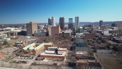Beautiful-aerial-view-of-downtown-cityscape-of-Birmingham,-Alabama