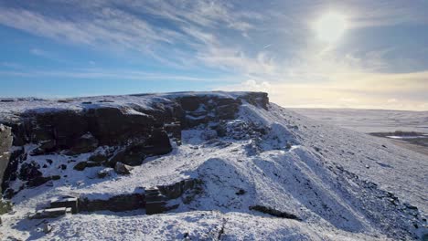 Cinematic-cold-English-winter-moorland-aerial-view,-Aerial