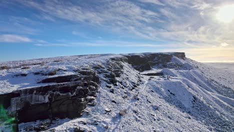 Cinematic-cold-English-winter-moorland-aerial-view,-Aerial