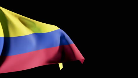 Flag-of-Colombia-flutters-in-breeze-against-pure-black-background