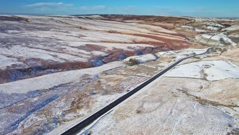Cinematic-English-winter-aeirial-drone-moorland-road-aerial-scene