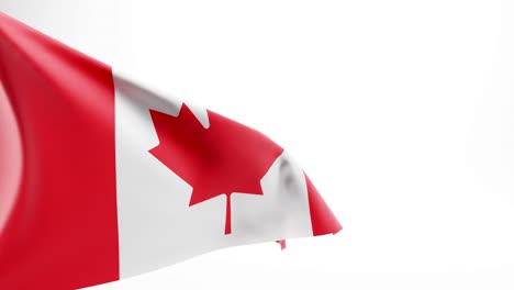 Waving-red-and-white-flag-of-Canada-against-white-background