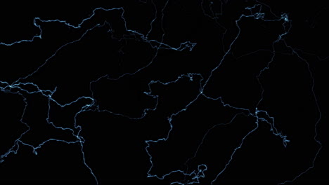 Animation-of-fine-blue-electrical-waves-or-lightning-on-a-black-background