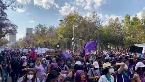 Feminist-march-against-gender-violence,-March-8-in-Mexico-City-thousands-of-women-protest-in-the-streets-for-safety-and-better-living-conditions