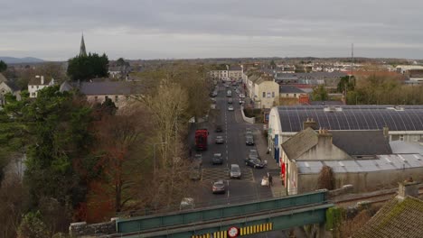 Cinematic-aerial-shot-of-Gort's-main-Street