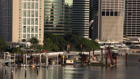 View-of-construction-works-on-the-Kangaroo-Point-Green-Bridge-across-the-Brisbane-River,-Brisbane,-Australia