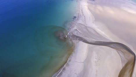 Drone-shot-of-the-features-of-Gress-beach-at-low-tide-on-the-Outer-Hebrides-of-Scotland