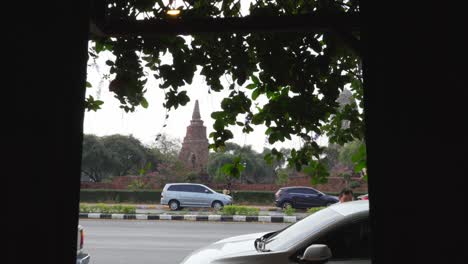 Ayutthatya-Thailand-Fenstercafé-Blick-Auf-Den-Tempel-Wat-Maha-That-Wat-Mahathat