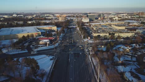 Winter-aerial-view-on-an-intersection-with-a-gas-station-next-to-it