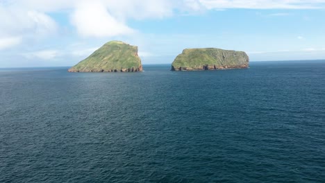 Aerial-View-Of-Cabras-Islets-In-The-Middle-Of-Blue-Sea-In-Daytime-In-Terceira-Island,-Azores,-Portugal