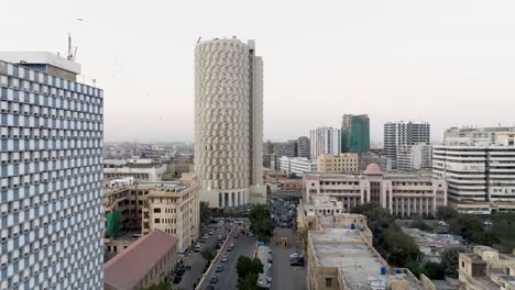 Aerial-Flying-Towards-Habib-Bank-Plaza-In-Karachi