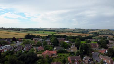 Drone-aerial-shot-over-Lincolnshire-landscape-slow-push-in
