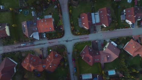 Aerial-view-of-street-intersection-between-family-houses