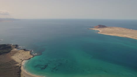 Aerial-View-of-Strait-Between-Lanzarote-and-La-Graciosa-,-Canary-Island,-Spain