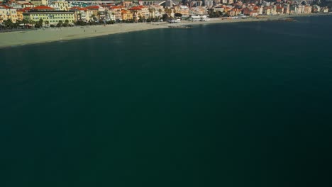 Aerial-View-Of-Varazze-Beach-And-Coastline