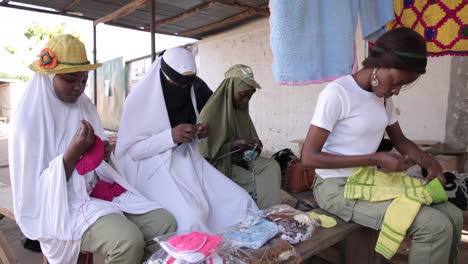 Women-at-a-knitting-skills-training-class-in-Gombe,-Nigeria