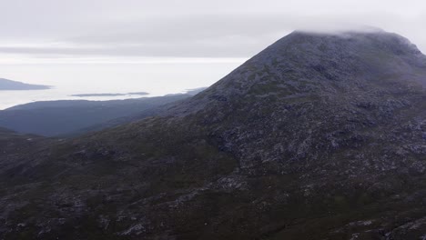 Drone-shot-of-the-Clisham-mountain-on-the-Isle-of-Harris,-part-of-the-Outer-Hebrides-of-Scotland
